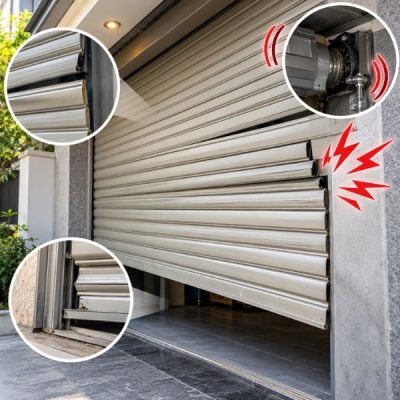 Minh hoạ cửa cuốn kẹt nan, phát tiếng kêu lớn khi vận hành