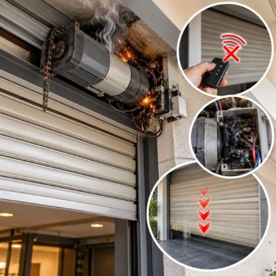 Minh hoạ cửa cuốn không lên xuống được do motor không chạy