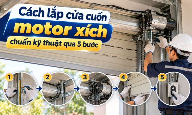 Cách lắp cửa cuốn motor xích chuẩn kỹ thuật qua 5 bước